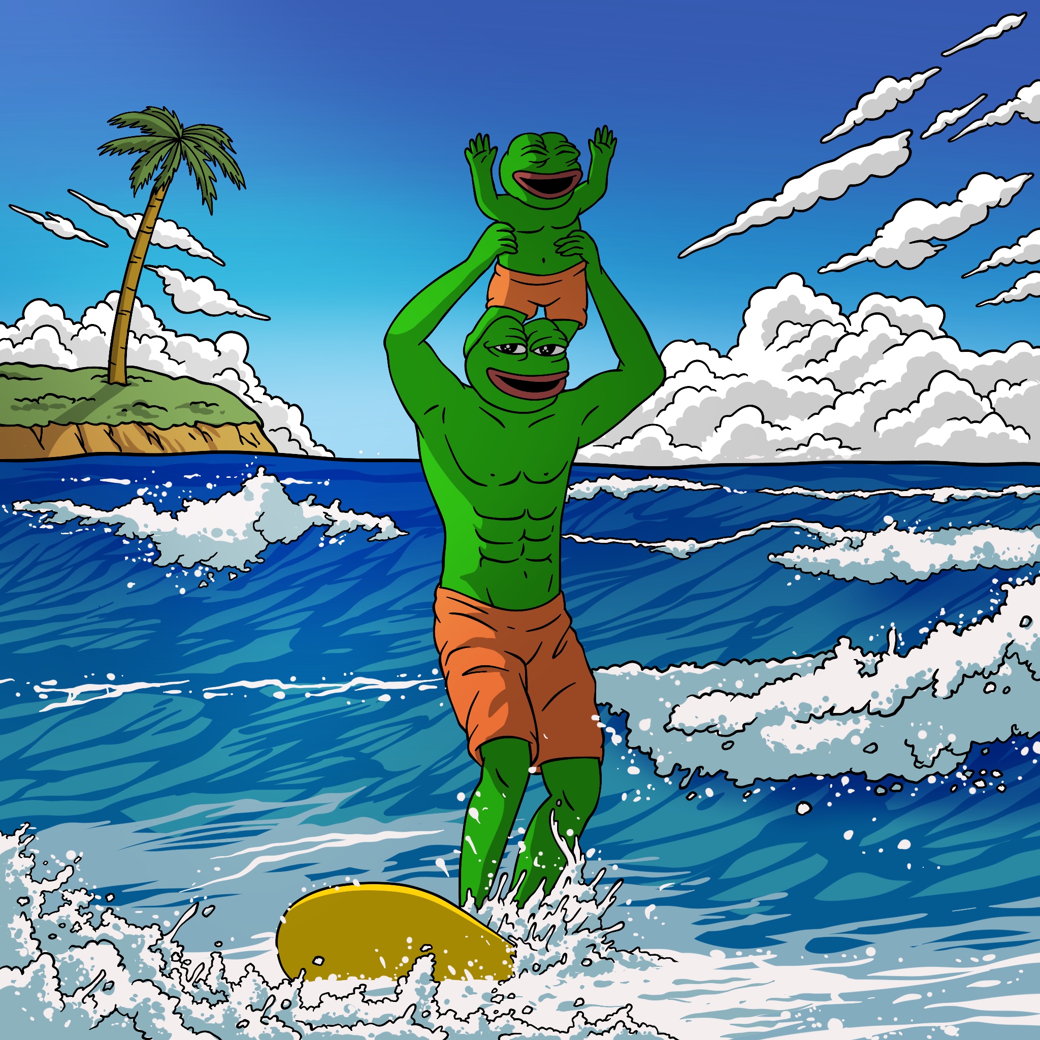 Surfing Baby Pepe